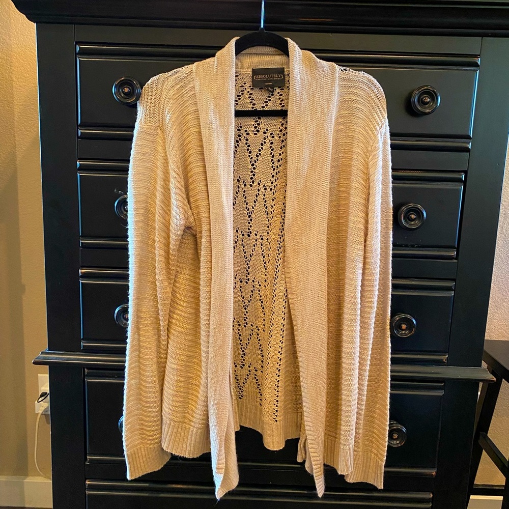 Tan Crocheted Light-Weight Cardigan